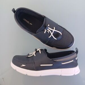 Speedo Mens Navy Blue Water Boat Shoes Bungee Lace Perforated 10745 Size 9